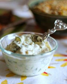 {Creamy Cucumber Sauce with Mint and Cilantro}