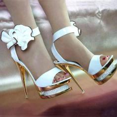 #Wonderful #white #and #golden #heels