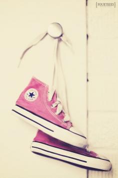 Pretty In Pink - 8x12 Converse old school chucks pink baby girl home nursery decor wall art cream retro vintage style toddler room shoes on Etsy, $22.00