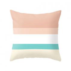 Peach cream and teal Decorative pillow teal Stripped by LatteHome, $32.00