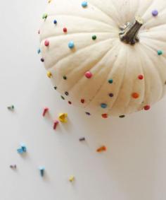 My kind of pumpkin...use colorful pushpins to make a confetti pumpkin {cute} SO fun for kids!