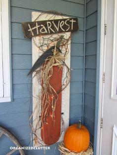 Outdoor Fall Decor love the shutter with the pumpkin....need to do something similar