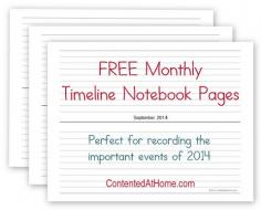 Free Monthly Timeline Notebook Pages {2014}