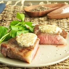 Steak with Blue Cheese Bacon Butter - Oui, Chef