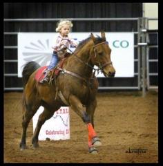 5 yrs old --disqualified on grounds of age after she won the women's barrel racing at the Virginia State Fair