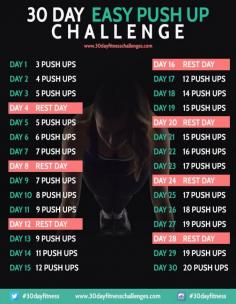 30 Day Easy Push Up Challenge Chart