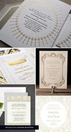 Gold Art Deco Wedding Invitations as seen on invitationcrush.com