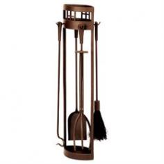 Give your fireplace a vintage look with the Arts and Crafts Fireplace Tool Set. The set consists of a shovel, tong, poker, broom, and a stand. All the tools are solidly riveted and highly durable and sturdy. They have wide ergonomic handles for secure grip and a hole on top for hanging. Its stand has an enclosed oval-shaped non-tip base and a top with elegant cut-outs. Tough hand-forged wrought iron construction and a powder-coated finish add to the set's functionality. About Minuteman Minuteman International began in 1977 with a focus on necessities for wood stoves including steamers, kettles and fireplace gloves. Since that time the company has expanded to include home and garden, birding supplies, and hearth and fireplace accessories. Minuteman emphasizes unique, hand-forged, wrought iron, European designs for the hearth and fireplace. Bellows, andirons, firebacks and wood baskets are all part of the selection. Most recently, Minuteman acquired Adams Fireplace Accessories, furthering their selection of high-quality fireplace items. The fireplace and hearth has always been a focal point in homes. It is where we gather to warm our hands, our feet, our souls. Minuteman International brings the perfect accessories to complement any fireplace, adding to the ambiance of warmth and family.