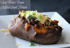 Spicy Stuffed Black Bean Sweet Potato. 334 calories and 8 weight watchers points plus