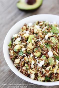 Charred Corn & Avocado Quinoa Salad Recipe on twopeasandtheirpo... A simple and healthy summer salad!