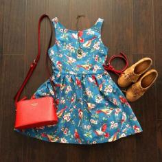 Floral Little Birds Cute Retro Sundress : The Art of Vintage-inspired & Cute Women's Clothing | Larmoni