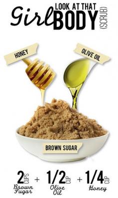 use this diy bodyscrub all over or on face every other day to make your skin glow. totally trying this!!!