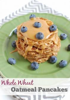 Whole Wheat Oatmeal Pancakes www.theleangreenb...