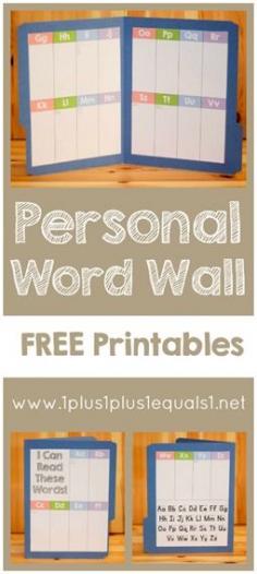 Create a personal word wall with these FREE printables!  From @{1plus1plus1} Carisa #homeschool