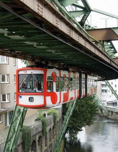 Wuppertal Schwebabahn or Wuppertal Floating Tram, a suspension railway in Wuppertal, Germany.