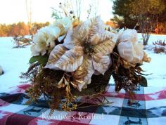 Elegant Christmas Floral Glittered Gold Sleigh Centerpiece by KreativelyKrafted