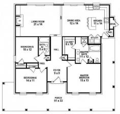 #654151 - One story 3 bedroom, 2 bath Southern Country Farmhouse style house plan : House Plans, Floor Plans, Home Plans, Plan It at HousePlanIt.com
