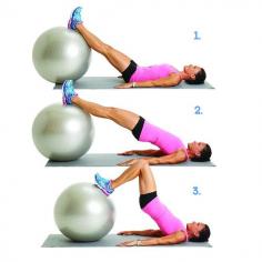 Moves That Target Cellulite: Swiss Ball Hip Lift And Hamstring Curl - Lie on your back with legs extended and heels on top of a Swiss ball or weighted stability ball. Lift hips up so that feet, hips, and chest are in a straight line. Bend your knees to pull the ball toward you. Straighten your legs to push the ball away. Lower your butt down. That’s one rep. Do 15 reps.