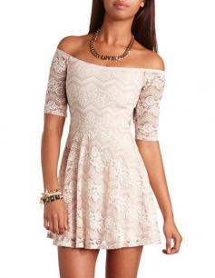 Chevron Floral Lace Skater Dress: Charlotte Russe