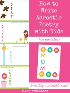 How to Write Acrostic Poetry with Kids with free printables, includuing a printable card from Vicki-Arnold.com