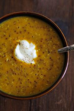 Roasted Sweet Potato Soup with Qunioa