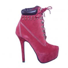Toe Lace Up High Heel Booties