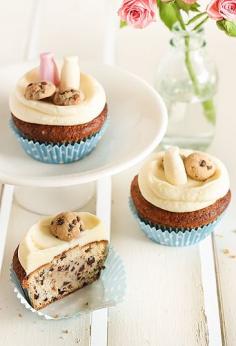 Milk & Chocolate Chip Cookie Cupcakes by raspberri cupcakes, via Flickr