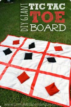 Ready for some more #SummerFunWithKids?  This giant tic tac toe board brings a classic game to life in a BIG way!  It comes together in just a few minutes with just a few basic supplies for a fun game the whole family--or the whole neighborhood--will love!