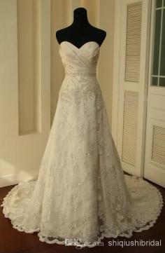 New Fasion 2013 lace sweetheart A-line crystal garden court train Wedding Dresses Bridal dresses lace