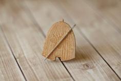 Needle Minder  Bee skep beehive wooden wood by thecottageneedle