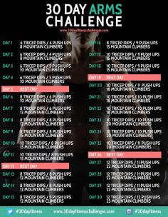 30 Day Arm Challenge Fitness Workout Chart