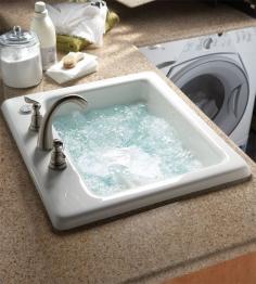 Put a sink with jets in your laundry room so you have a convenient place to wash your delicates. | 31 Insanely Clever Remodeling Ideas For Your New Home