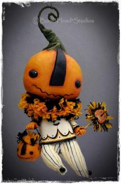 Halloween , Calabacitas - pumpkin , gourd art - Pumpkin , anthropomorphic , ornament , folk art , art doll ,