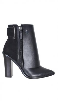 Bailey Boot - Black nappa leather ankle boot with removable kilt. Stacked black wooden heel, welt, and leather outsole. 100% Leather Made in Brazil.