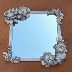 Anthropologie-inspired Flowered Mirror DIY - #6 most popular dollar store craft tutorial of 2013