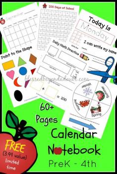 FREE homeschool or classroom calendar notebook pages!