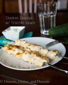 Chicken Souvlaki Skewers with Tzatziki Sauce | Dinners, Dishes, and Desserts