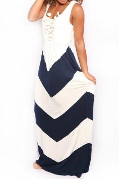 Walk This Way Again Maxi in Navy  White