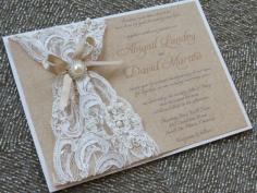 ABIGAIL++Lace+&+Burlap+Wedding+Invitation++by+peachykeenevents,+$7.00