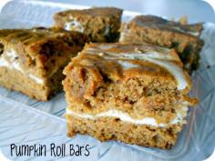 Cream Cheese and Pumpkin Roll Bars Recipe / Six Sisters' Stuff | Six Sisters' Stuff