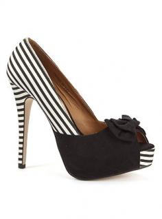 Black and White Striped High Heels....