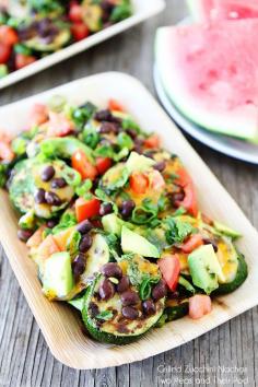 Grilled Zucchini Nachos Recipe - A great way to use up the summer zucchini! | via Two Peas and Their Pod