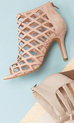 suede caged mid heels with an ultra-cushioned sole
