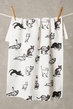 cat tea towel