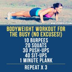 Bodyweight exercise workout circuit burpees squats push-ups sit-ups plank Personal training Step into Life