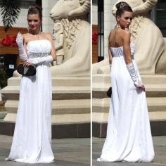 [Only-gifted] white chiffon evening dress wedding dress party dress
