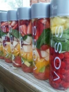 Delicious VOSS fruit water by Chef Charles Make sure to add mint - in a snap easy to prepare and use all week.