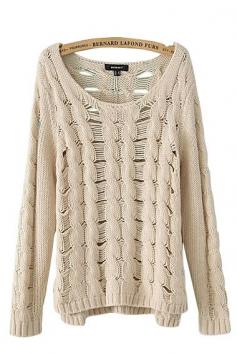 Love Love Love! Twist Wave Long Sleeve Loose Knit Sweater #Twist #Wave #Loose #Knit #Sweater #Fashion