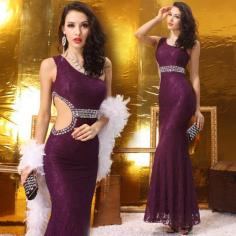 [Only-gifted] package hip halter lace evening dress party show studio filming Long evening dress