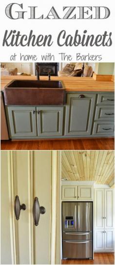 Best DIY Projects: Glazed Kitchen Cabinets with Farmhouse charm!